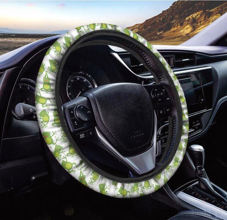 Cute Frog Pattern Print Car Steering Wheel Cover Nearkii