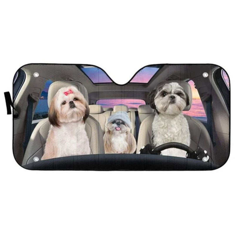 Shih Tzu Dogs Custom Car Auto Sun Shades Windshield Accessories Decor Gift Nearkii