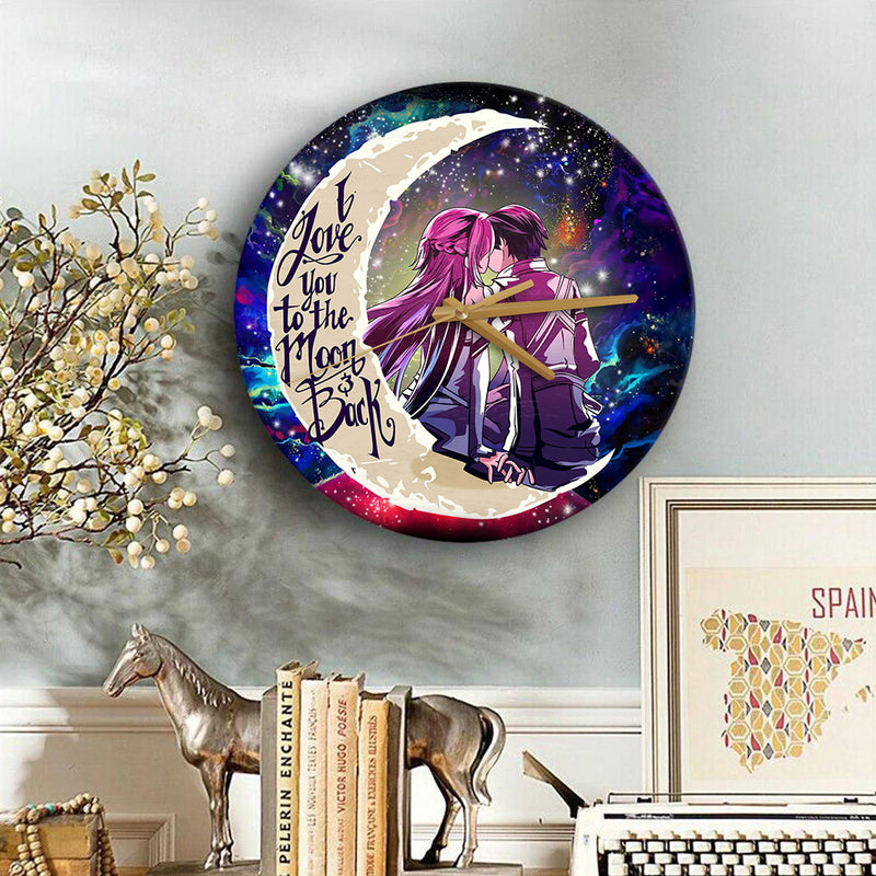 Sao Sword Art Online Asuna Kirito Love You To The Moon Galaxy Wood Wall Clock Nearkii