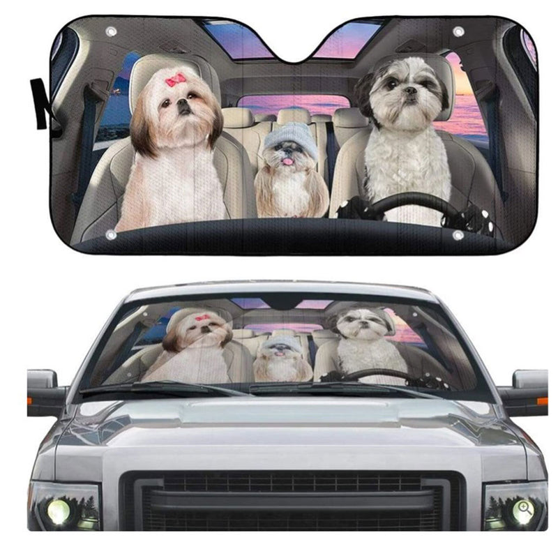 Shih Tzu Dogs Custom Car Auto Sun Shades Windshield Accessories Decor Gift Nearkii