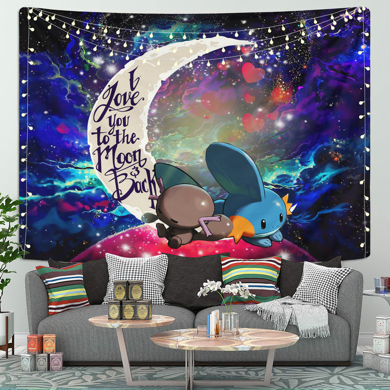 Pokemon Mudkip Love You To The Moon Galaxy Tapestry Room Decor Nearkii