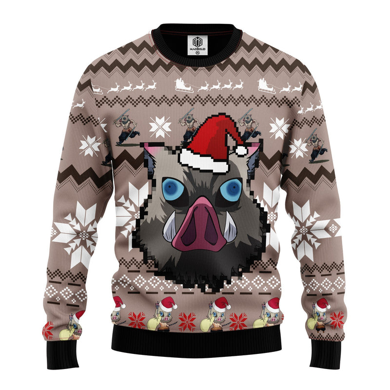 Demon Slayer Kimetsu No Yaiba Hashibira Inosuke Ugly Christmas Sweater Amazing Gift Idea Thanksgiving Gift Nearkii