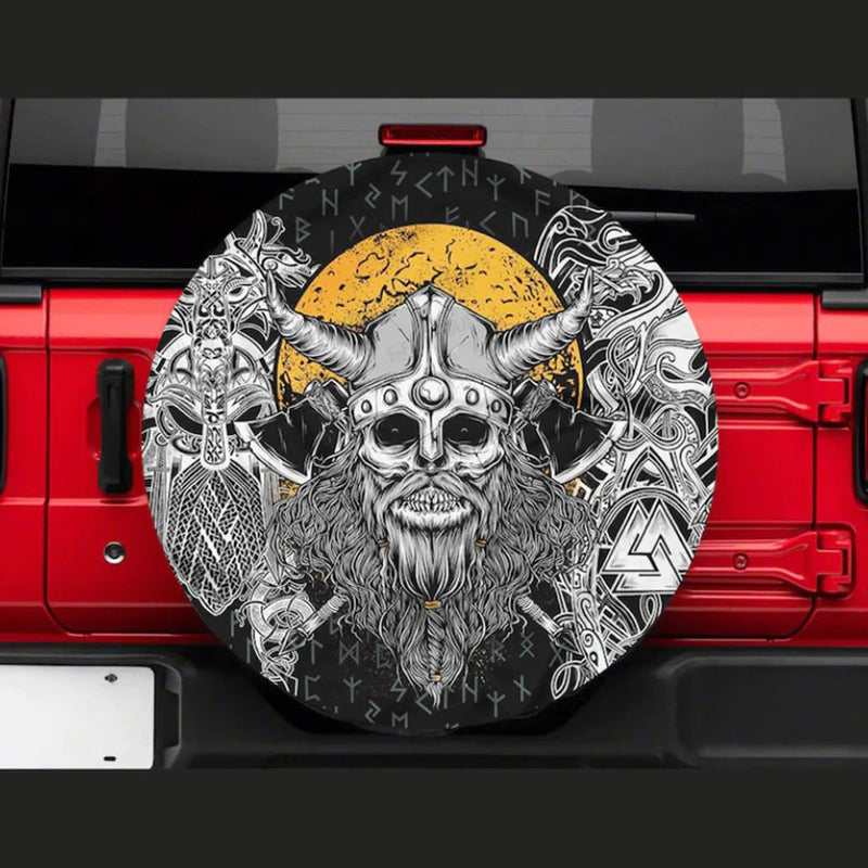 Viking Skull Head Car Spare Tire Cover Gift For Campers Nearkii