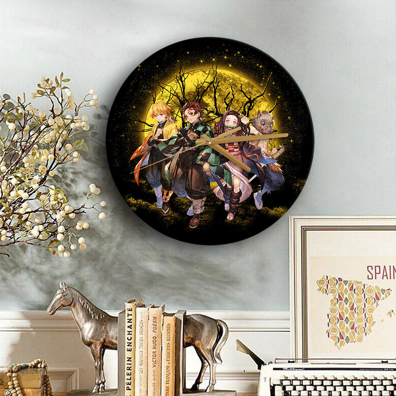 Demon Slayer Team Moonlight Anime Wood Wall Clock Nearkii