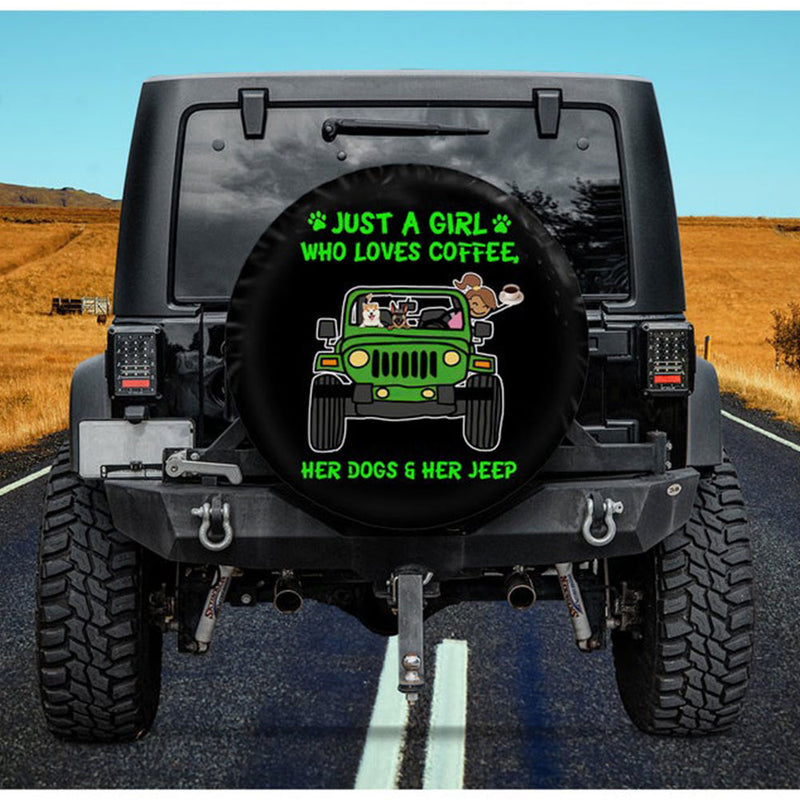 Just A Girl Who Love Coffee Jeep Car Spare Tire Cover Gift For Campers Nearkii