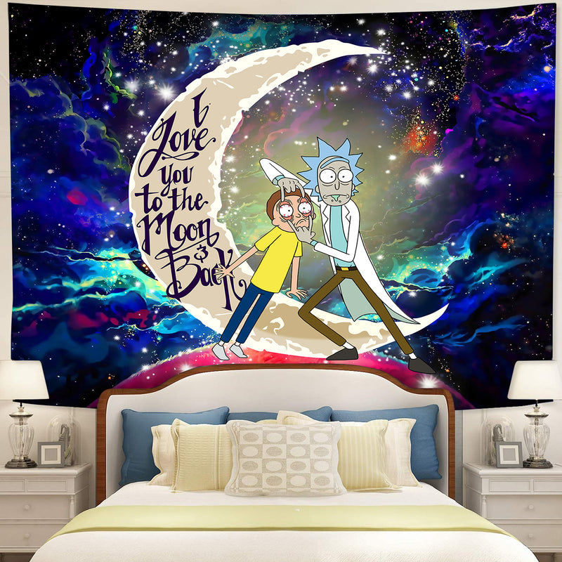 Rick And Morty Love You To The Moon Galaxy Tapestry Room Decor Nearkii