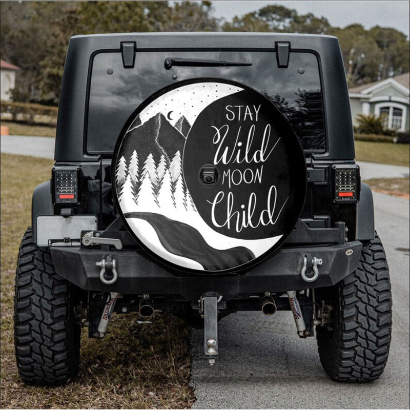 Stay Wild Moon Child Art Car Spare Tire Cover Gift For Campers Nearkii