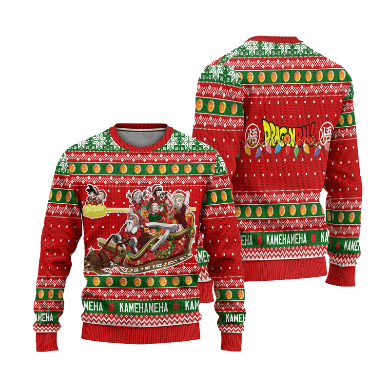 Dragon Ball Anime Ugly Christmas Sweater Red Characters Xmas Gift