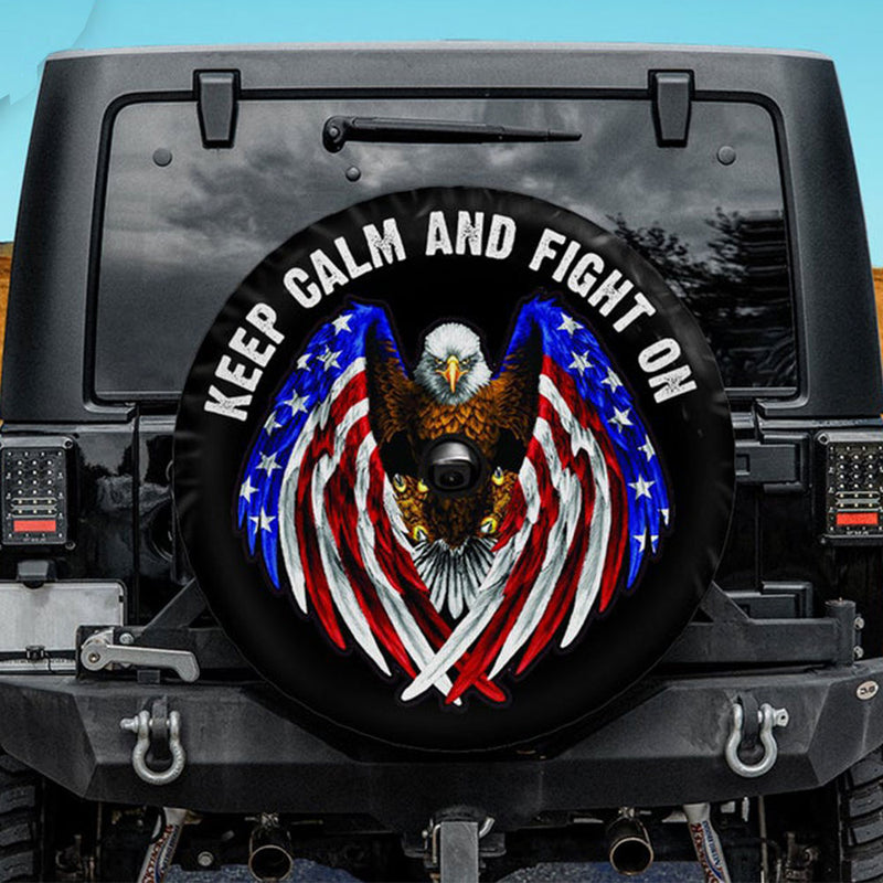 Keep Calm And Fight On Jeep Car Spare Tire Cover Gift For Campers Nearkii