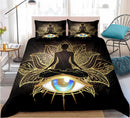 Mandala Eye Black Golden Bedding Set Nearkii