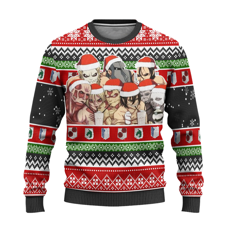 Nine Titans Attack on Titan Anime Ugly Christmas Sweater Xmas Gift Nearkii