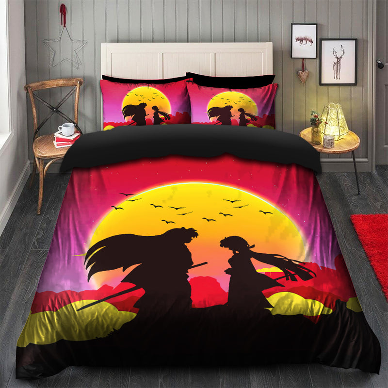 Inuyasha Couple Anime Sunset Bedding Set Duvet Cover And 2 Pillowcases Nearkii