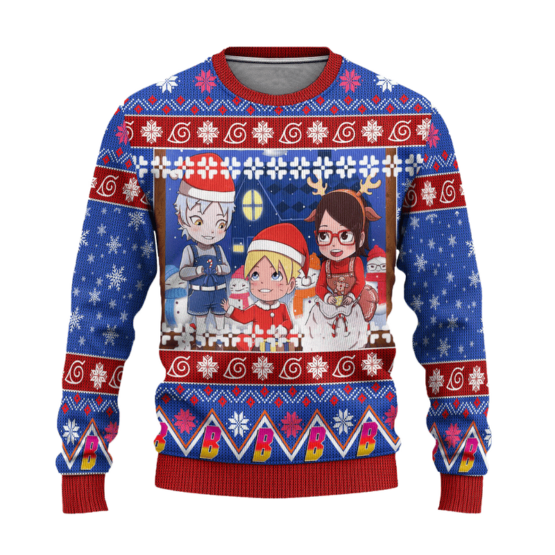 Boruto Anime Ugly Christmas Sweater Custom Blue Xmas Gift Nearkii