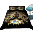 Mandala Eye Black Golden Bedding Set Nearkii