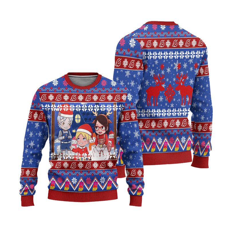 Boruto Anime Ugly Christmas Sweater Custom Blue Xmas Gift Nearkii