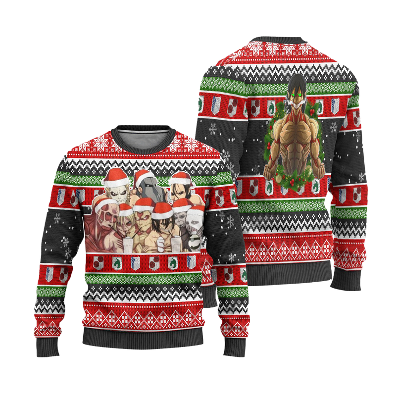 Nine Titans Attack on Titan Anime Ugly Christmas Sweater Xmas Gift Nearkii