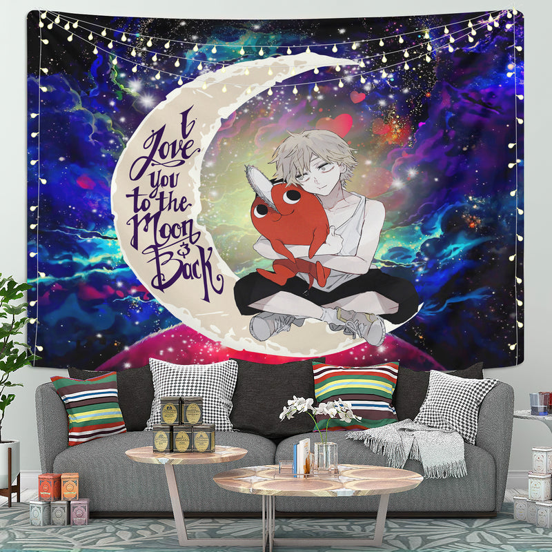 Chainsaw Man Love You To The Moon Galaxy Tapestry Room Decor Nearkii