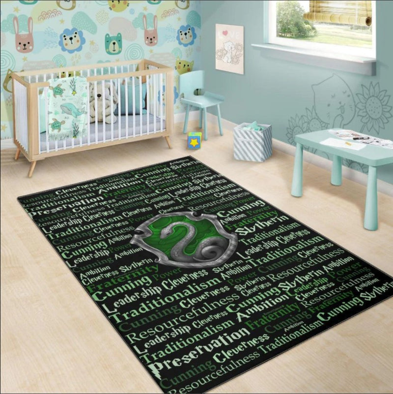 Harry Pottery Slytherin Rug Carpet Rug Home Room Decor Nearkii