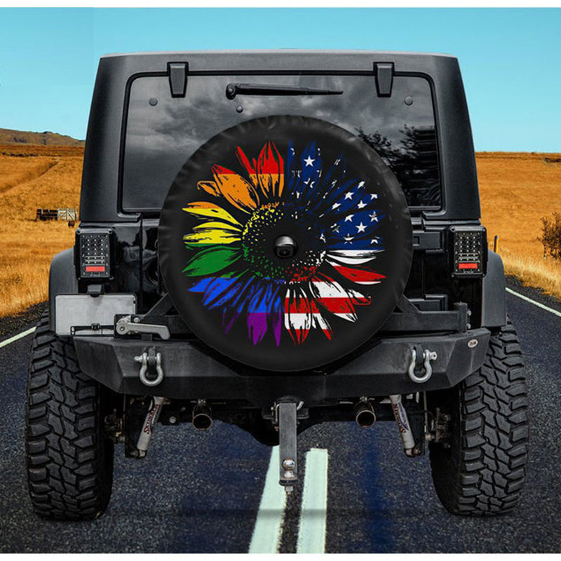 LGBT USA America Sunflower Jeep Car Spare Tire Cover Gift For Campers Nearkii