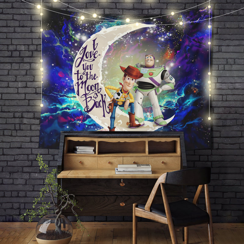 Woody And Buzz Toy Story Love To The Moon Galaxy Tapestry Room Decor Nearkii