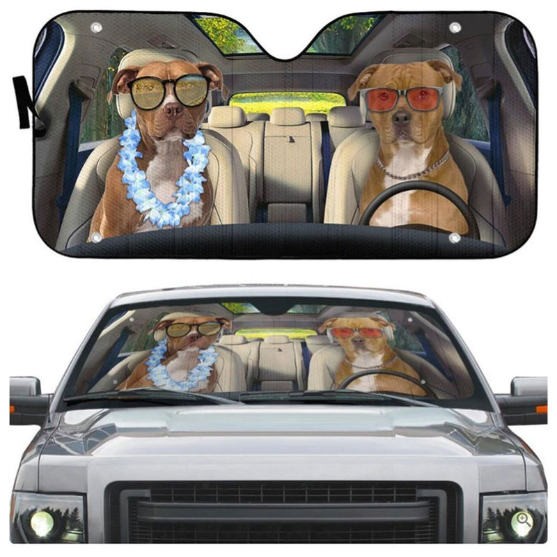 American Staffordshire Terrier Couple Dog Car Auto Sun Shades Windshield Accessories Decor Gift Nearkii