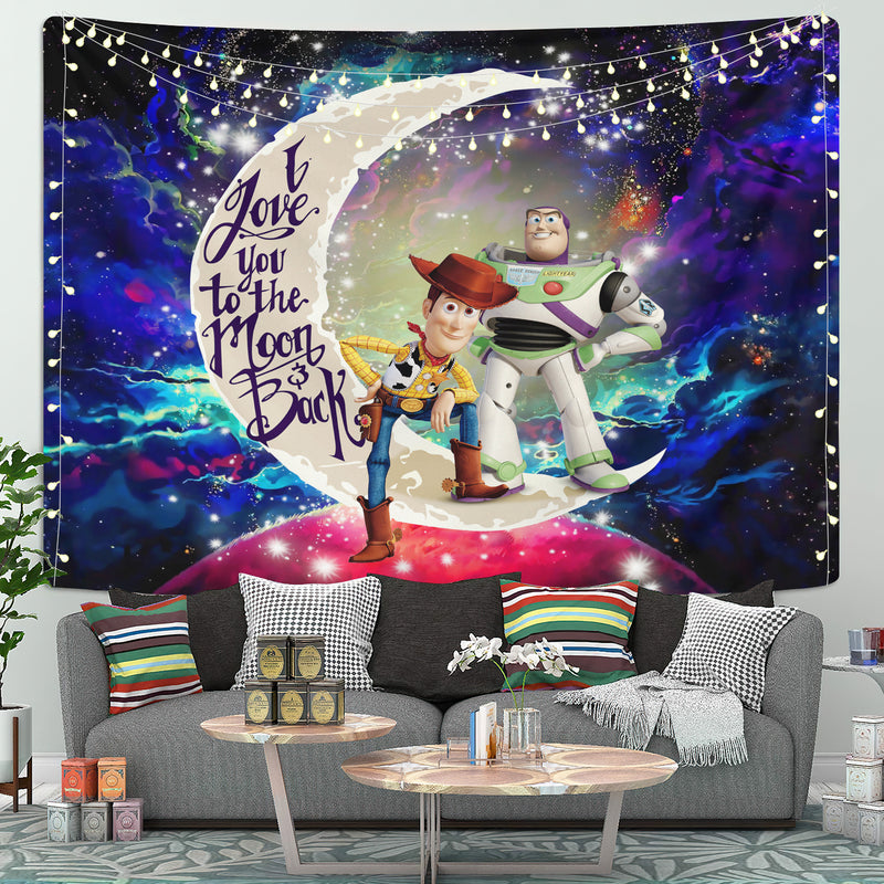 Woody And Buzz Toy Story Love To The Moon Galaxy Tapestry Room Decor Nearkii