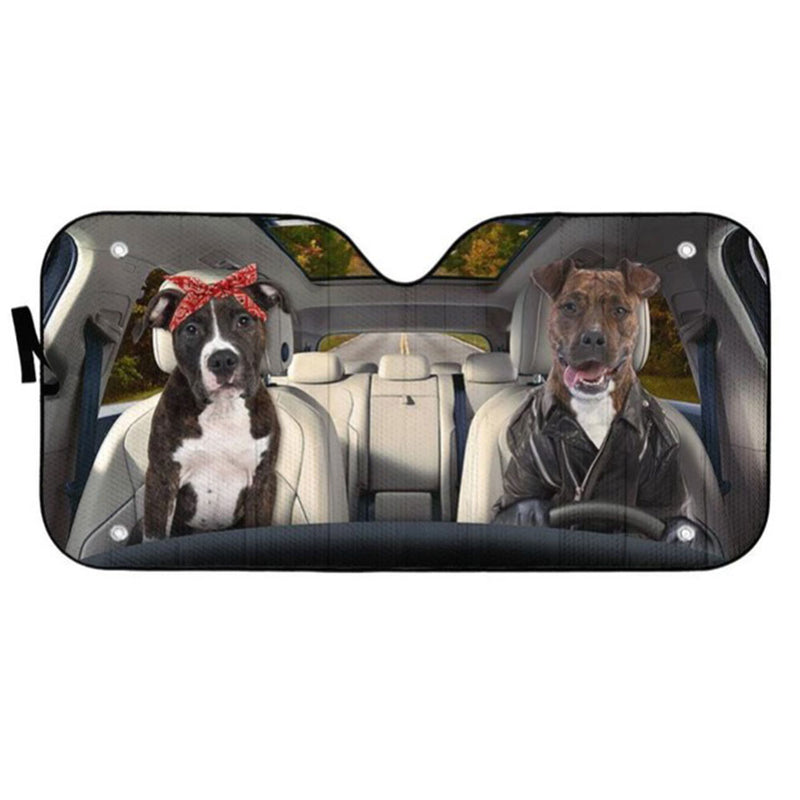 American Staffordshire Terrier Couple Dog Custom Car Auto Sun Shades Windshield Accessories Decor Gift Nearkii