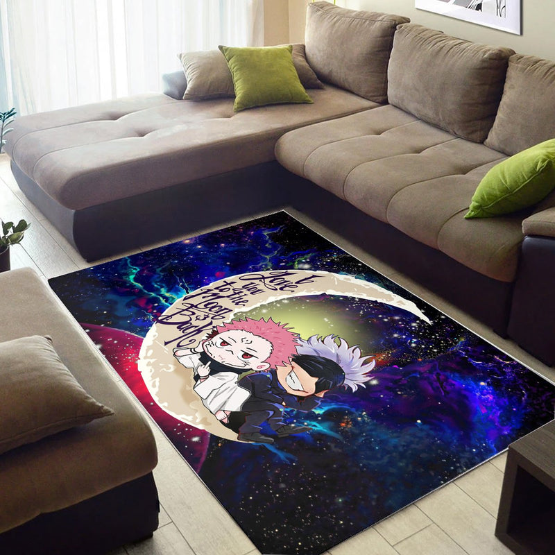 Jujutsu Kaisen Gojo Sakuna Chibi Anime Love You To The Moon Galaxy Carpet Rug Home Room Decor Nearkii