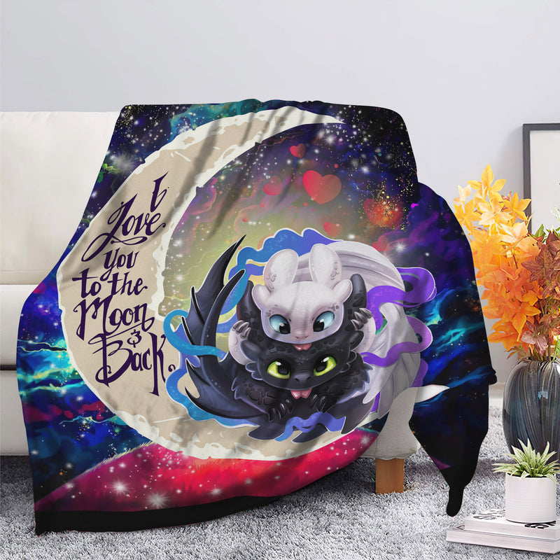 Toothless And Light Fury How To Train Your Dragon Love You To The Moon Galaxy Blanket Nearkii