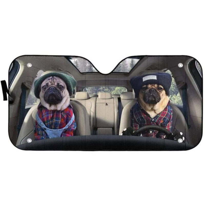 Best Friend Couple Pugs Custom Car Auto Sun Shades Windshield Accessories Decor Gift Nearkii