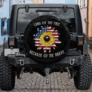 Land Of The Free America Sunflower Flag Jeep Car Spare Tire Cover Gift For Campers Nearkii