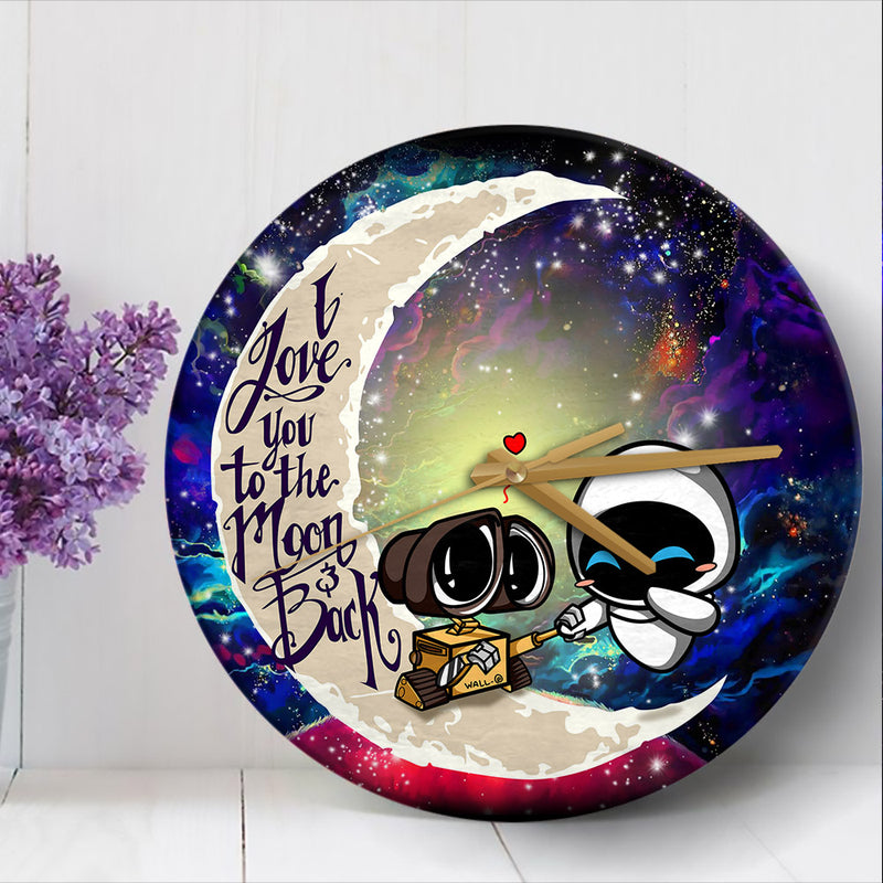 Wall-E Couple Love You To The Moon Galaxy Wood Wall Clock Nearkii