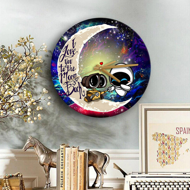 Wall-E Couple Love You To The Moon Galaxy Wood Wall Clock Nearkii