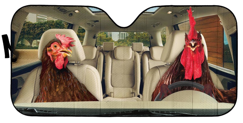 Driving Rhode Island Red Chicken Car Auto Sunshades Nearkii