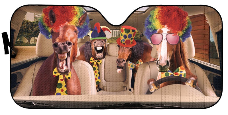 Driving Funny Horse Clowns Car Auto Sunshades Nearkii