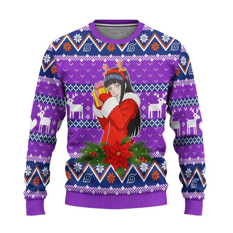 Hinata Hyuga Ugly Christmas Sweater Custom Naruto Anime Xmas Gift Nearkii