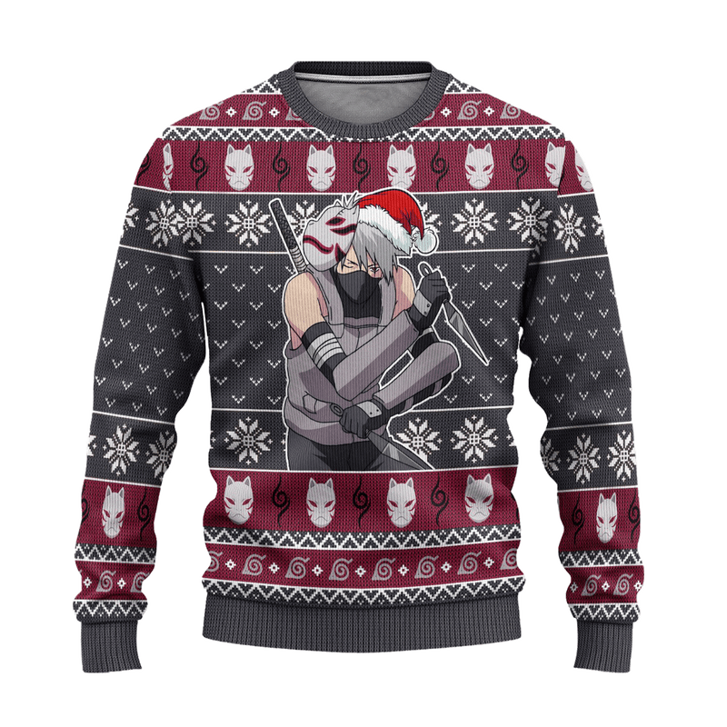Kakashi Anbu Ugly Christmas Sweater Naruto Anime Xmas Gift Nearkii