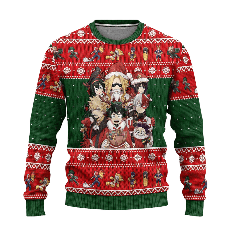 BNHA Ugly Christmas Sweater My Hero Academia Anime Xmas Gift Nearkii