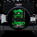 Halloween American Flag Dark Green Jeep Girl Car Spare Tire Covers Gift For Campers Nearkii