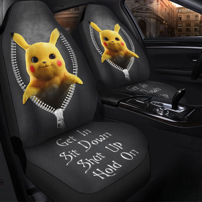 Pikachu Get In Sit Down Shut Up Hold On Zipper Car Seat Covers Nearkii