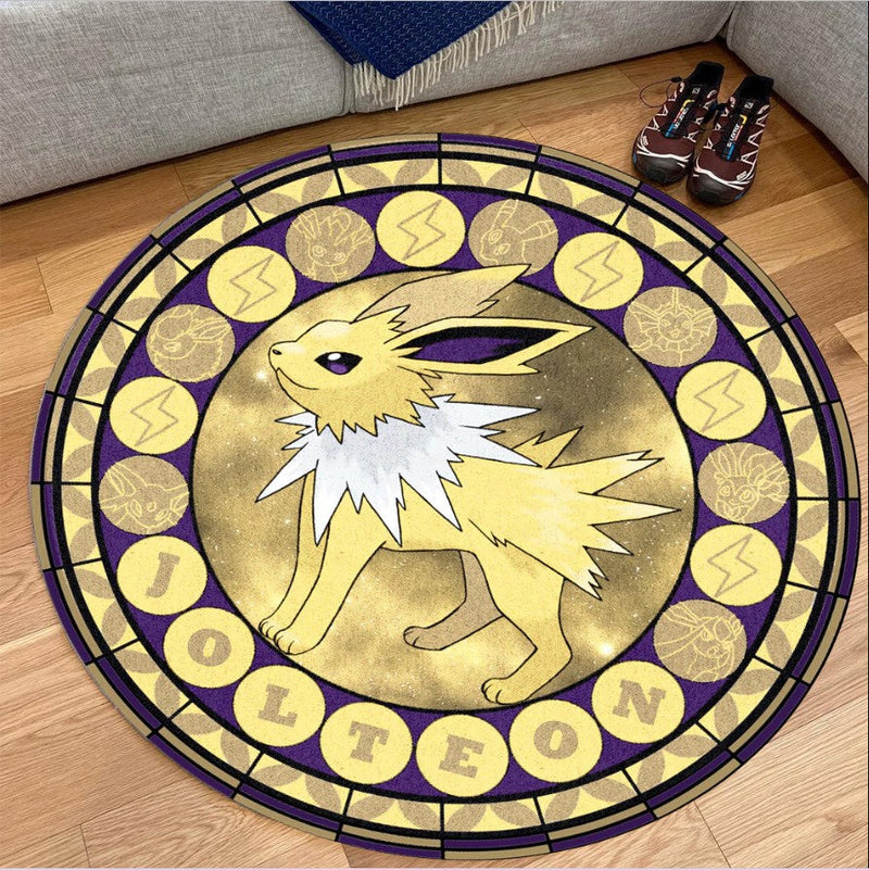 Pokemon Jolteon Round Carpet Rug Bedroom Livingroom Home Decor Nearkii