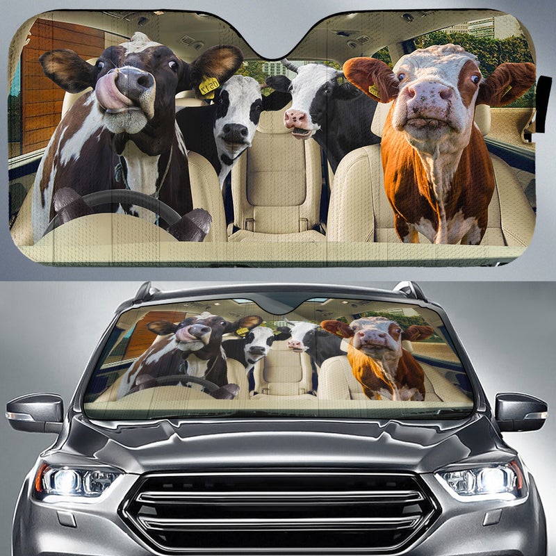 Funny Driving Dairy Cows Right Hand Drive Car Auto Sunshades Nearkii