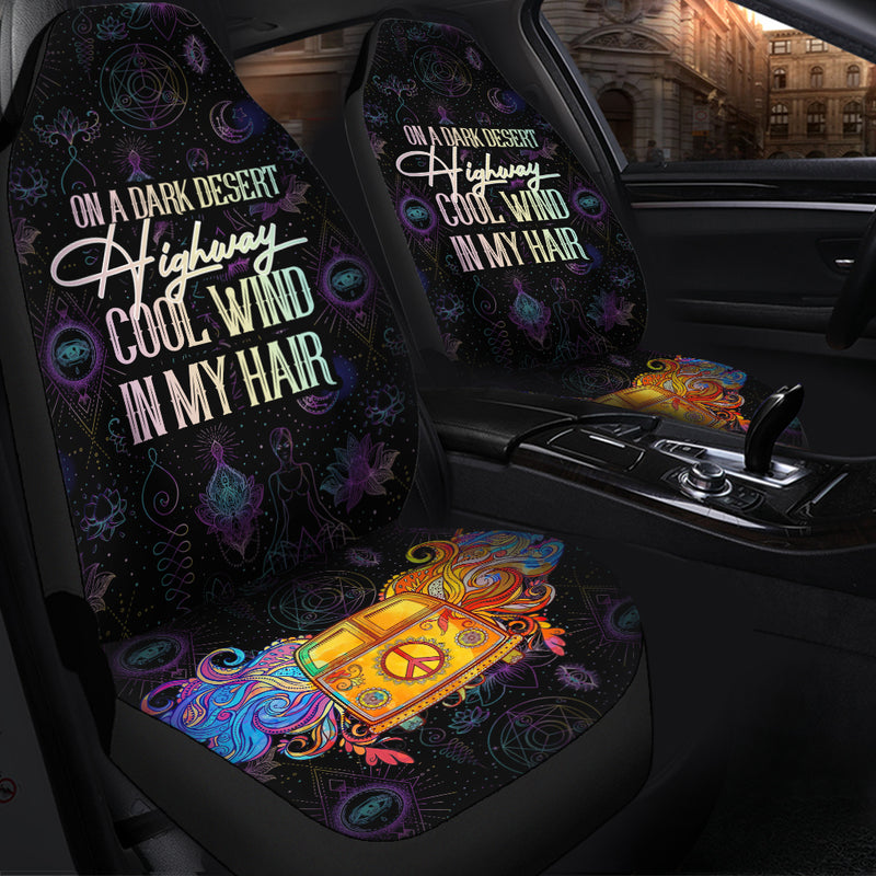 On A Dark Desert Hippie Van Premium Custom Car Seat Covers Decor Protectors Nearkii