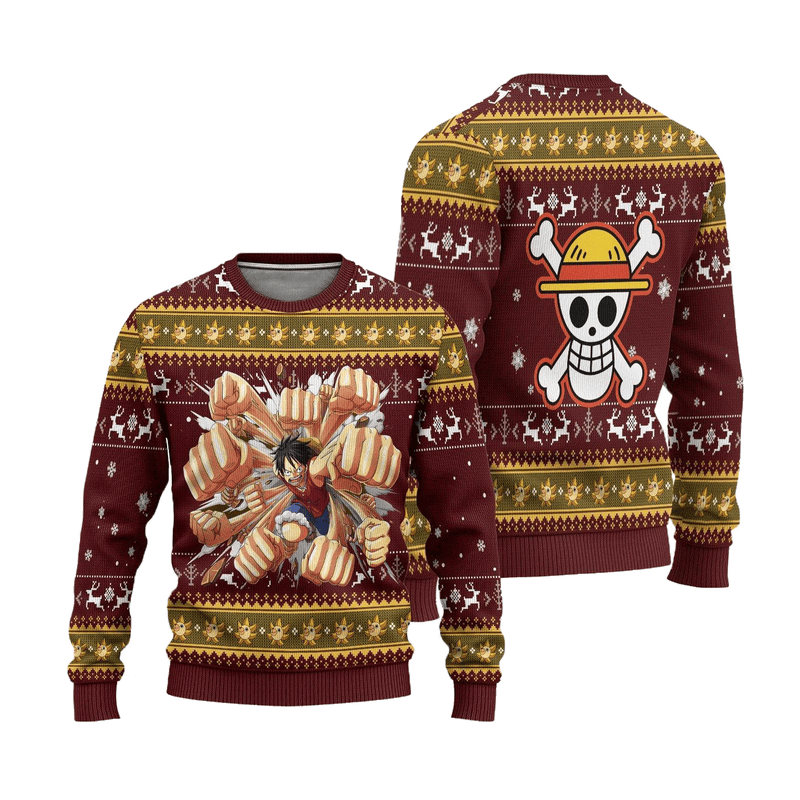 Luffy One Piece Anime Ugly Christmas Sweater Xmas Gift Nearkii