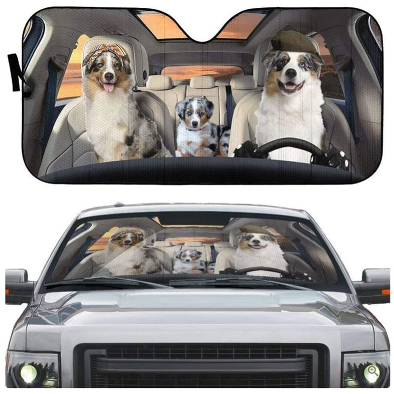 Australian Shepherd Family Dogs Custom Car Auto Sun Shades Windshield Accessories Decor Gift Nearkii