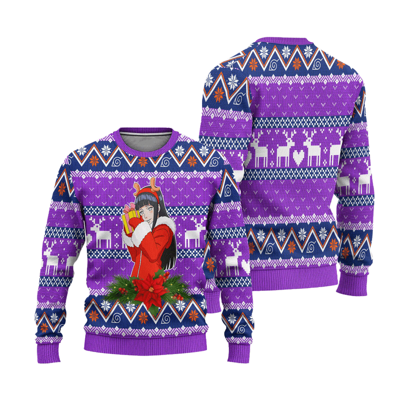 Hinata Hyuga Ugly Christmas Sweater Custom Naruto Anime Xmas Gift Nearkii