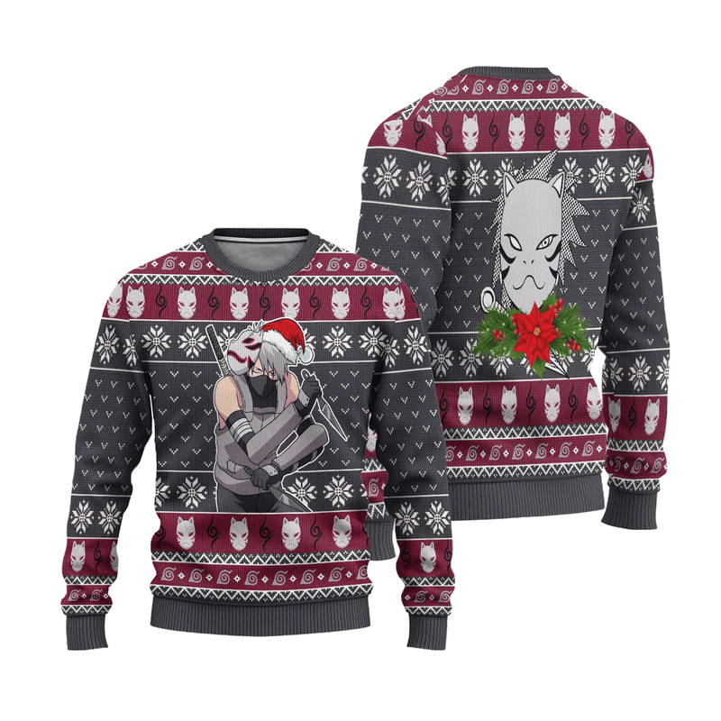 Kakashi Anbu Ugly Christmas Sweater Naruto Anime Xmas Gift Nearkii