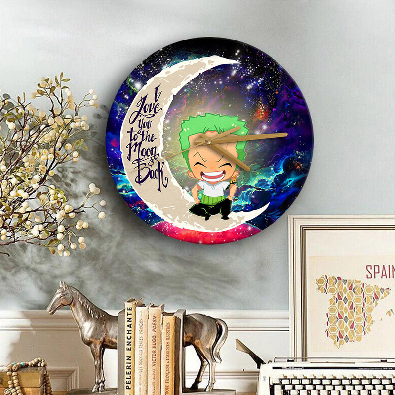 Zoro One Piece Love You To The Moon Galaxy Wood Wall Clock Nearkii