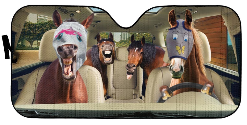 Funny Driving Horse With Fly Cover Car Auto Sunshades Nearkii