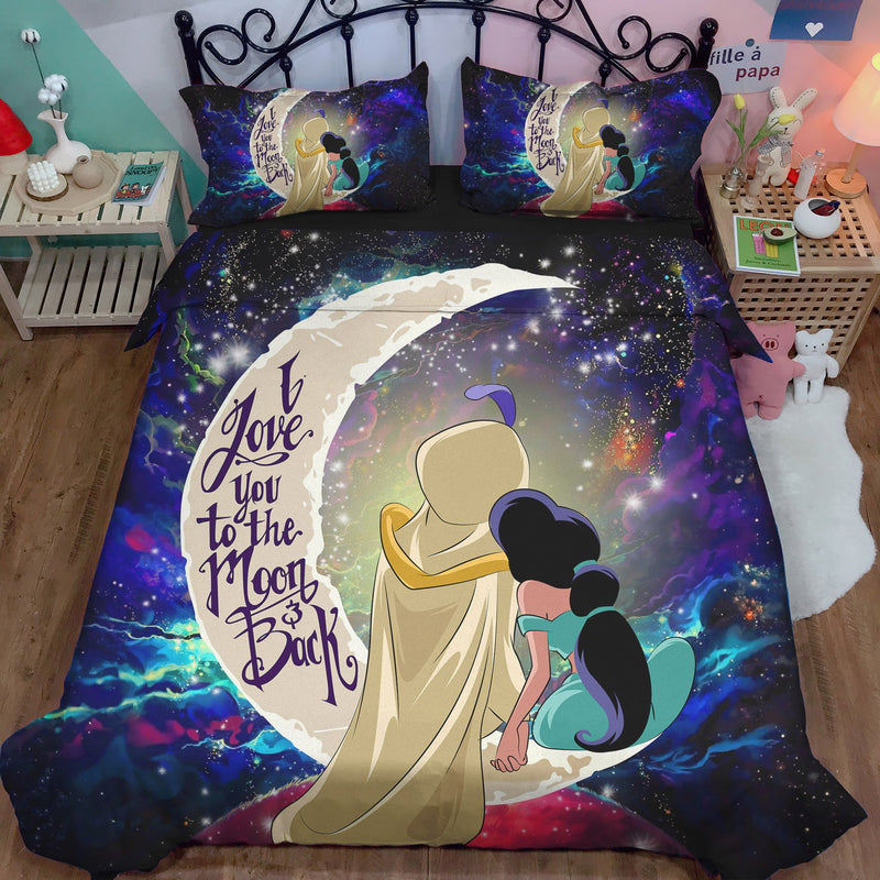 Aladin Couple Love You To The Moon Galaxy Bedding Set Duvet Cover And 2 Pillowcases Nearkii